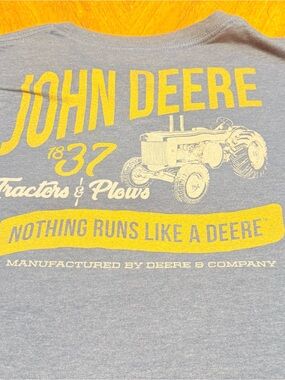 John Deere Tractors & Plows Graphic T-Shirt XL Gray Farm Tee